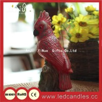 3D Lovely sculpture, hand carved parrot candle sculpture with grapes on tree stump