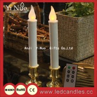 Traditional Christmas Taper LED Candles With golden bases