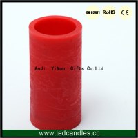 Red Water Ripple Pillar LED Wedding Paraffin Wax Candle