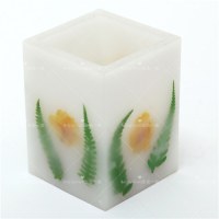 High quality white printing Flameless LED Candle with dry flowers