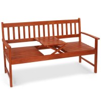 Wooden garden bench with flexiable small table