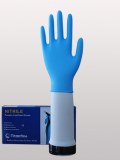Des gants d'examen de nitrile bleu