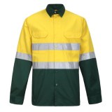 High Visibility Two Tones Cotton Long Sleeve Shirts For Men With Tape