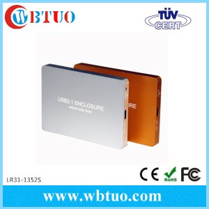 USB3.1 Type-C TO 2Ports MSATA Raid ssd hdd external hard disk Enclosure