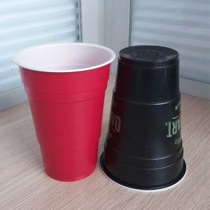 14oz 425ml PS Dual Color Red Solo Beer Pong Cup with Logo