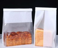 Custom Printed White Cotton Toast Food Paper Bag With Clear Window