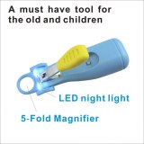 5-fold magnification baby nail clipper with LED night light