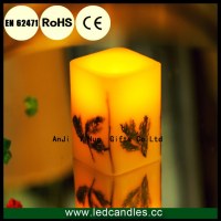 Square Flower Flameless LED Wax Candles