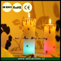 Color changing Christmas LED Pillar Candle with Real Flame