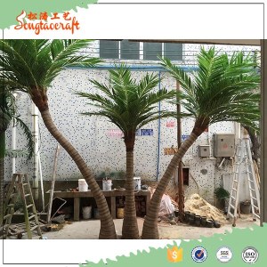 2016 hot sale customized style new green Chinese plastic artificial fake coconut palm...