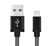 Chargeur USB micro (Android) - 1,0 mètre (Noir-Filet de poisson)