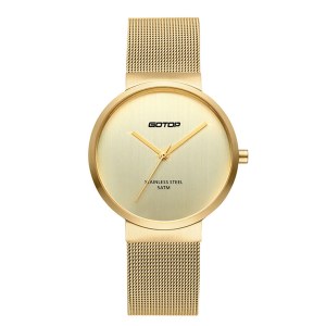 FEATURES OF SS306-02 ALL GOLD WOMEN'S WATCH WITH MESH BAND AND SLIM BEZEL
