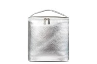 Women's Small Size PU Square Lunch Bag Color Silver Gox Bag