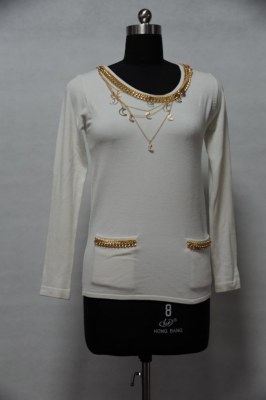 Fashion ladies short length beaded sweater