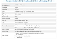 4X2 Dongfeng 5m3 Hook Lift Garbage Trucks
