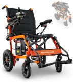 SuperHandy Foldable Aluminum Electric Wheelchair - 250W Brushless Motor, 4MPH Speed, Co...