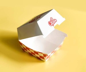 Eco-friendly Biodegradable Red and White Paper Food Pack Box