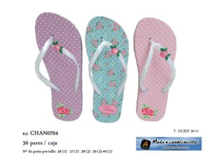 Tong fleur et pois pour femme