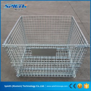 Foldable huge metal wire mesh roll containers