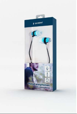 Gembird Ecouteurs intra auriculaires filaires avec microphone Bleu MHS-EP-002