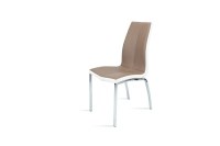 Dining Chairs In Cappuccino Leather With White Border With Chromed Tube