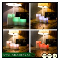 Set of 3 Color Changing Flameless LED Square Candle, Remote Candle