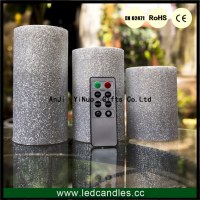 High quality Glitter LED Pillar Candle with Timer