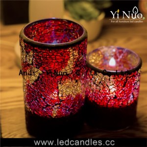 Home decoration flameless Mosaic glass candle holder 2pcs set