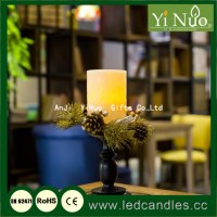 Artificial Christmas Rings with Holly & Frosted Pine cone Candle holder