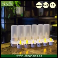 Set of 12 Restaurant Quality Rechargeable Tealights/ Flickering Amber LEDs + 12 Frosted...