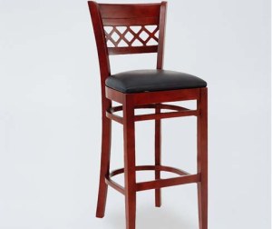 BS07 Cross Back Wooden Upholstered Bar Stool