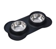 Silicone-Stainless Steel Double Dog Bowl