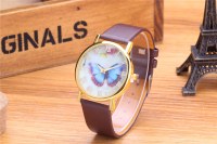 Leather Strap Alloy Gold Watch Water Resistant Watch