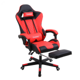 Herzberg Chaise de jeu et de bureau avec repose-pieds escamotable Rouge