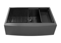33 Inch Black Nano Farmhouse Workstation Sink, AS-R3321C-B
