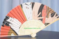 Japanese style bamboo fan with custom printing and logo
