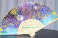Folding bamboo fan with custom printed paper for gift