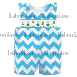 Chevron hand smocked bunny romper BC 414