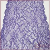 Purple tricot flower embroidered fabric, lace trimming for dress