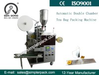 Double Chamber Broken Tea Bag Packing Machine with Thread and Tag