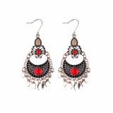 Nepal Ethnic Exquisite Retro Style Inlaid Red Stones Dangle Earrings