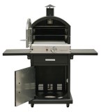 Black smoker pizza oven with gas grill with 3 burners