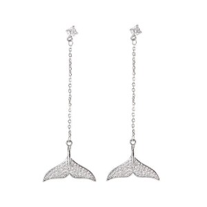 Sparkle beauty mermaid tail pendant earrings