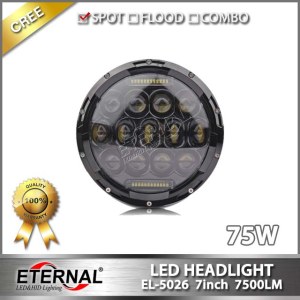 7in round Jeep headlight Wrangler JK CJ TJ YJ 07-15 LED headlamp kit