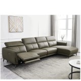 Sofá diván de cuero minimalista italiano de tres asientos, sofá lateral con botón eléct...