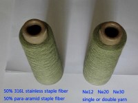 Ne20/2 316L stainless steel fiber blended with para-aramid staple fiber