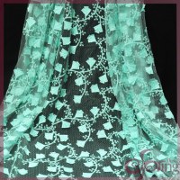 Green floral embroidery lace mesh fabric for dress