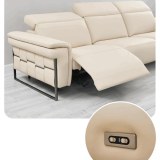 Sofá de cuero con superficie de contacto de piel de vaca minimalista italiano, sofá de tres asien...