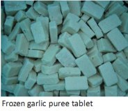 Frozen garlic puree tablets