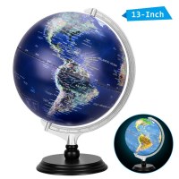 Dipper 12 Inch Illuminated World Globe with Built-in LED Light
